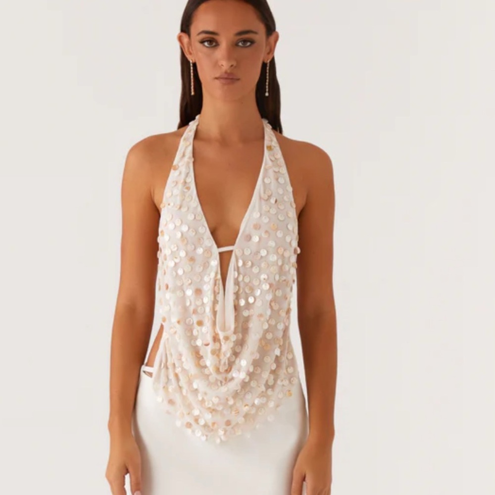Peppermayo Champagne Sequin top
